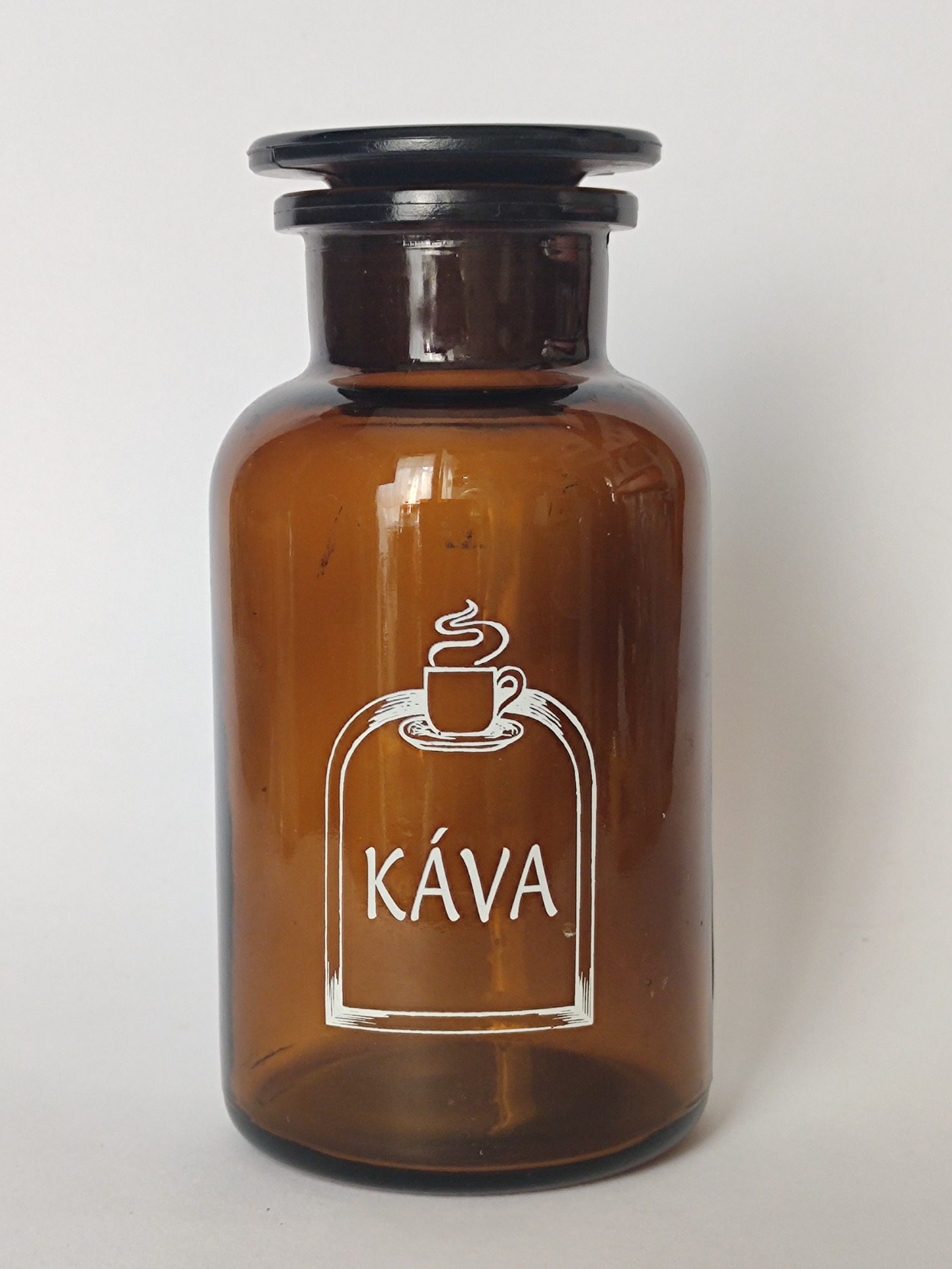 Retro hnědá skleněná dóza na kávu 